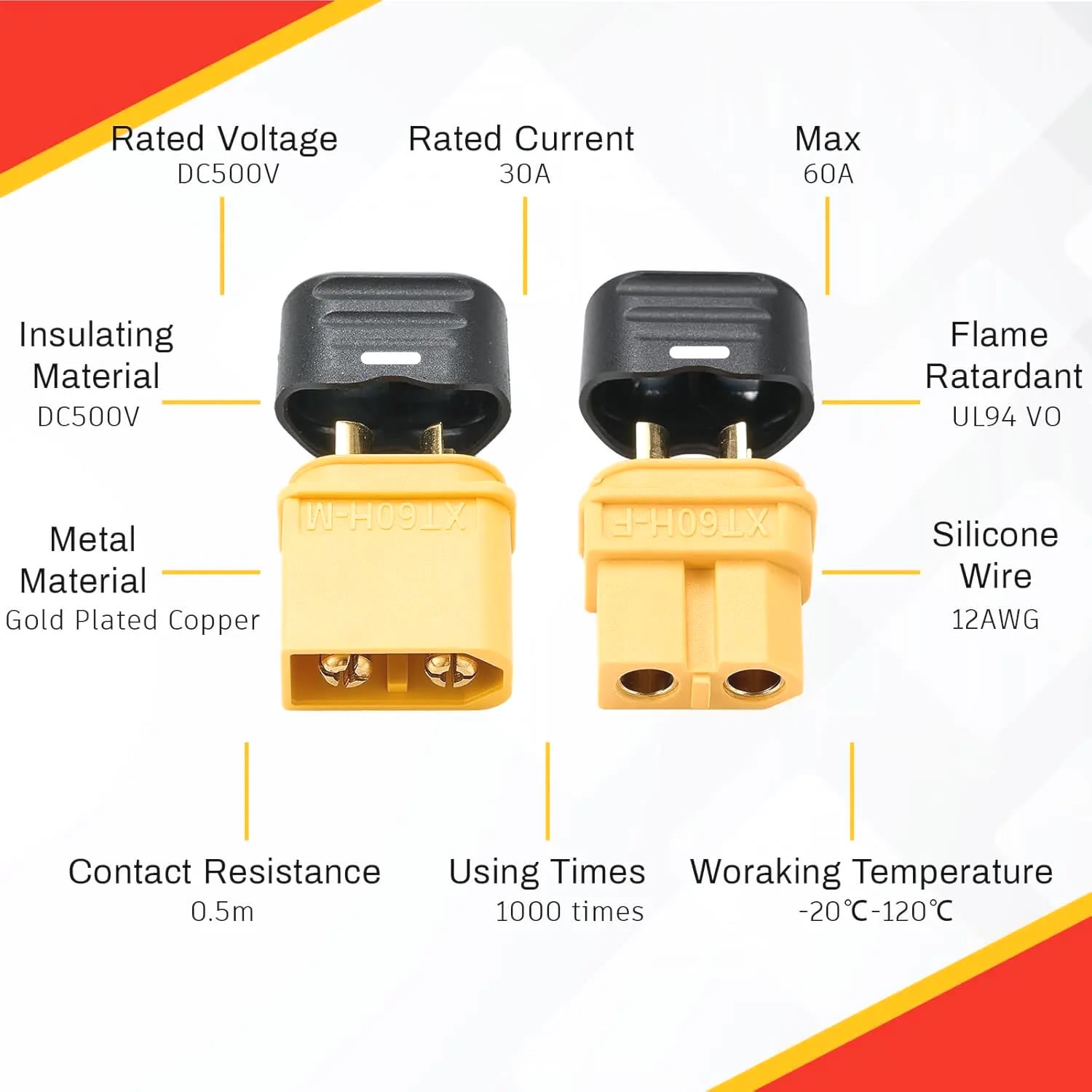 XT60 Connector Plug with Sheat - Drone Battery Connector ulasan dan harga