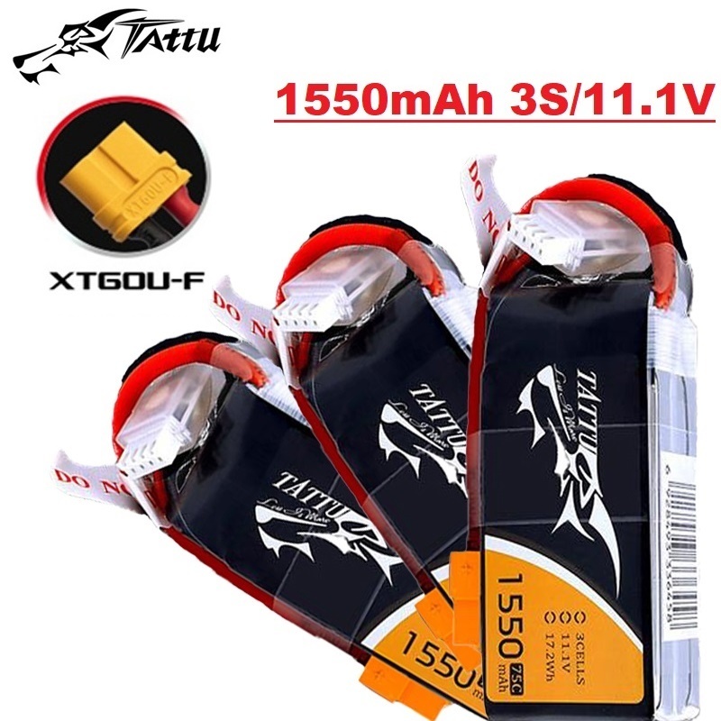 TATTU 3S 11.1V 1550mAh 75C LiP - Drone Battery Connector ulasan dan harga